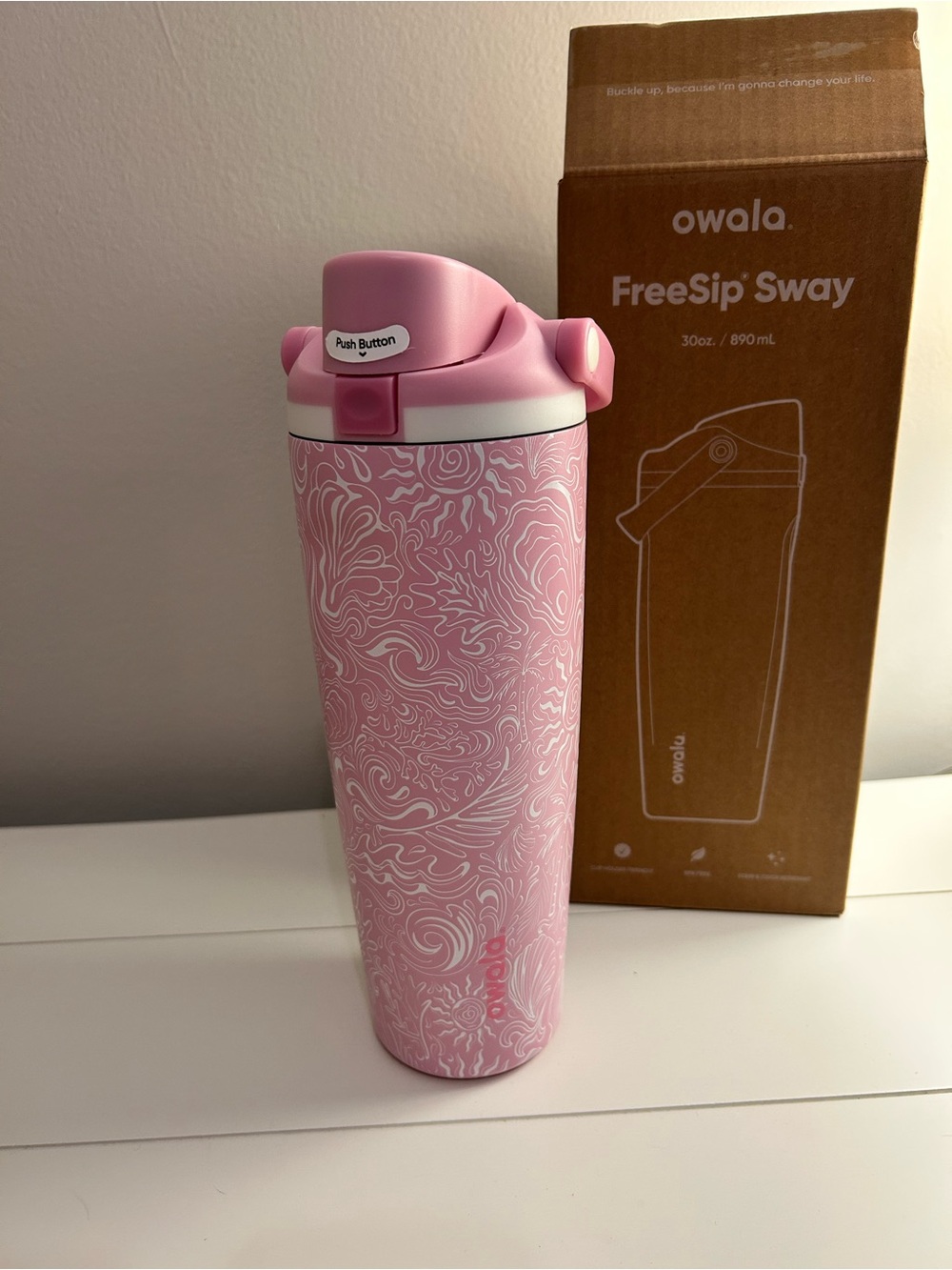 Owala Coastal Bohemia Birthday Bash FreeSip Sway 30oz Insulated Bottle- pink